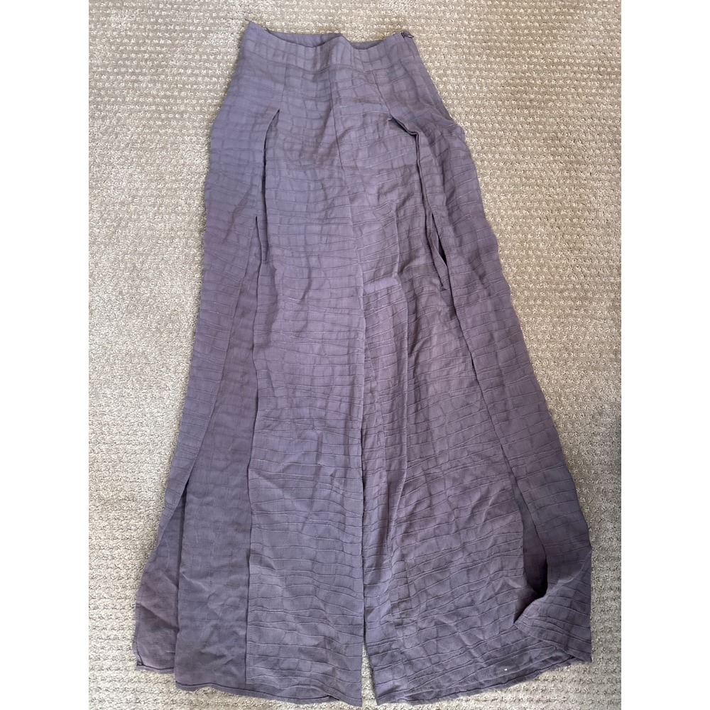 Miou Muse WMN Textured Linen Blend Wide Leg Pants Plum Mauve P1266 Small